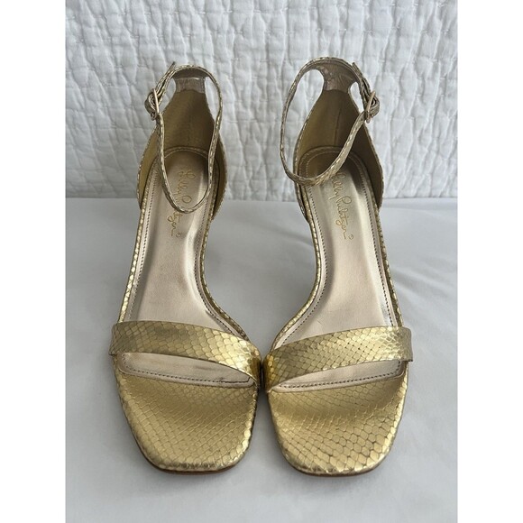 NWOB Lilly Pulitzer Natalie Kitten Heels Gold Metallic Size 8.5 - Picture 3 of 9